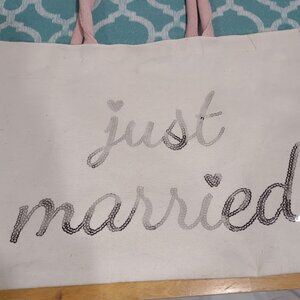 CYNTHIA ROWLEY NWT JUST MARRIED 100% COTTON CANVAS OVERSIZED TOTE PINK HANDLES